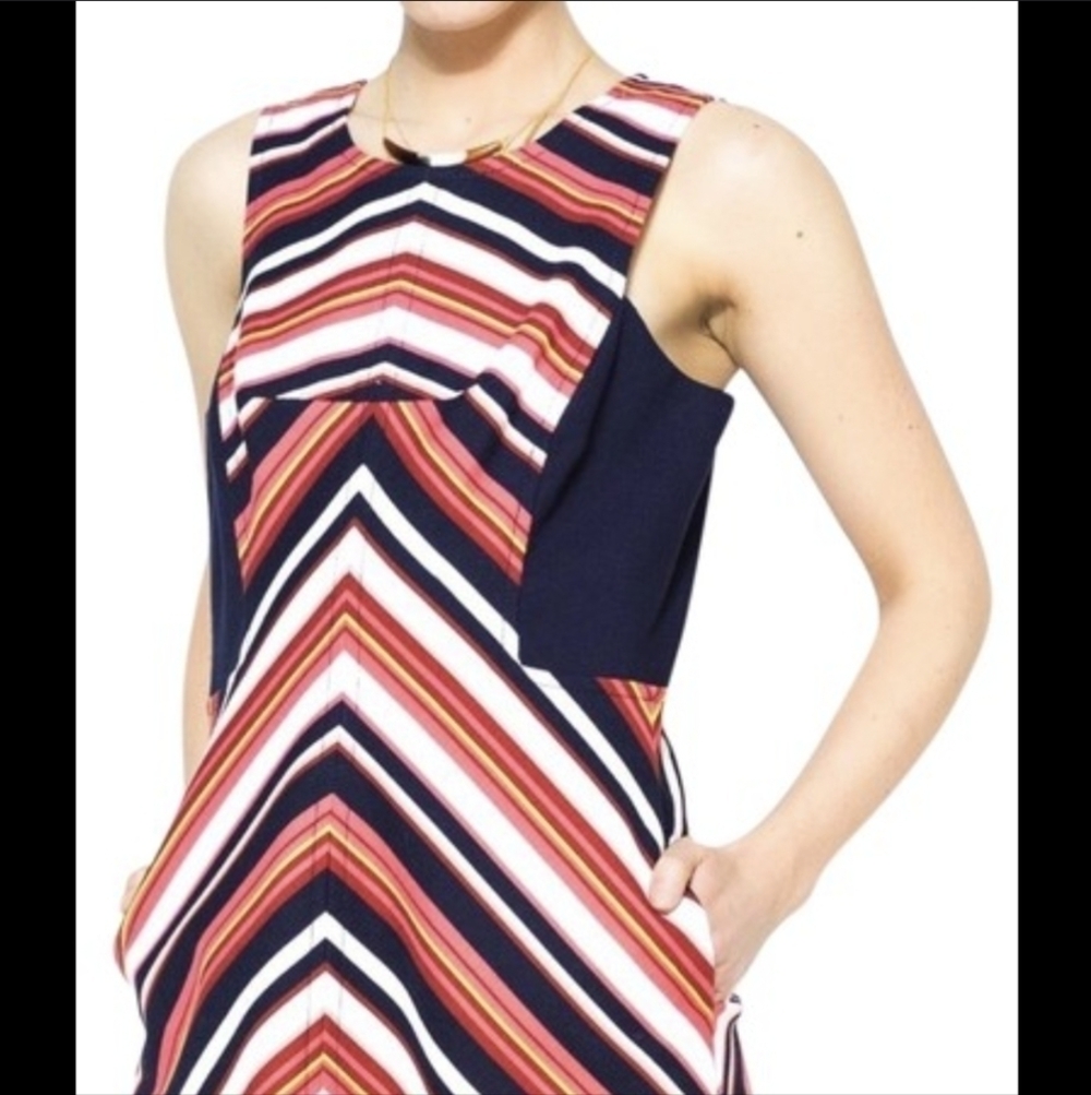 TRINA Turk Bright Chevron Cotton Sheath Midi Dress 4
